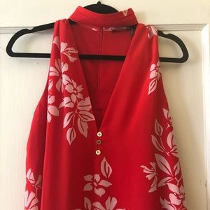 Vivid red and white flower Marciano tank